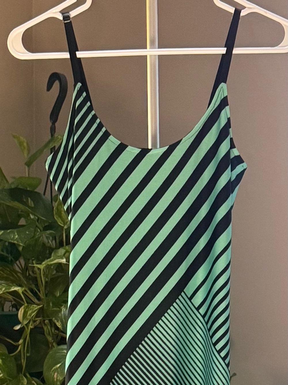 bailey blue Mint and Black Striped Girls' One-Piece